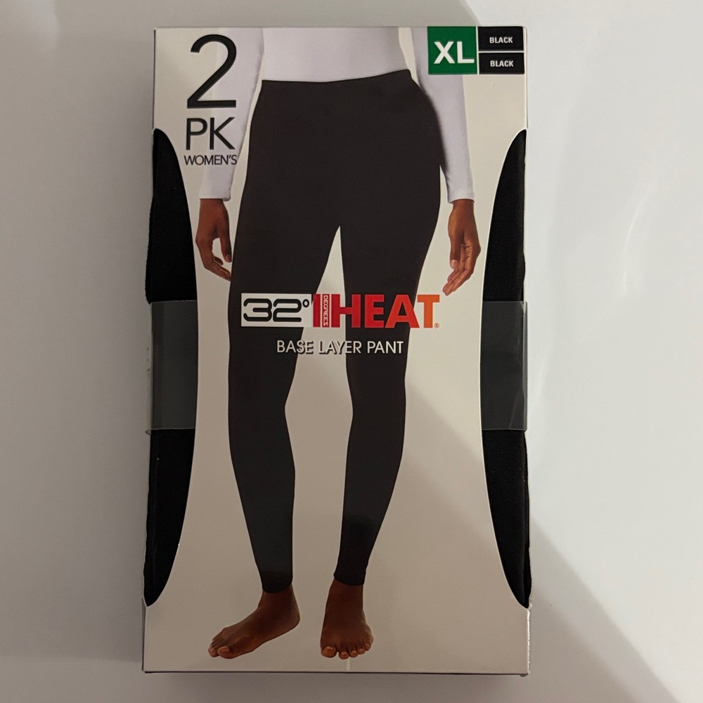 32 Degrees Women's Black Heat Base Layer Pants